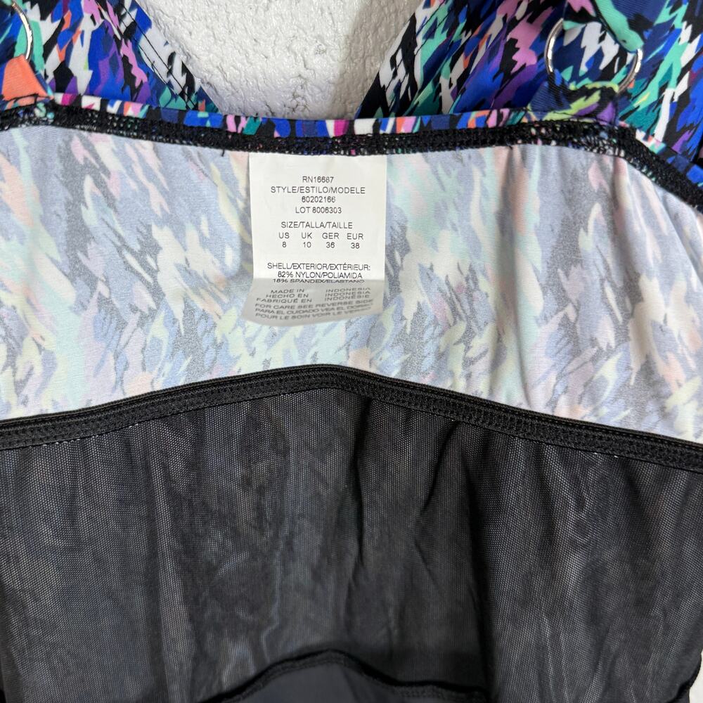 Swim Solutions Women's Printed Tiered Fauxkini 1pc swimsuit Rainbow Rain 8 $102 - Picture 9 of 10